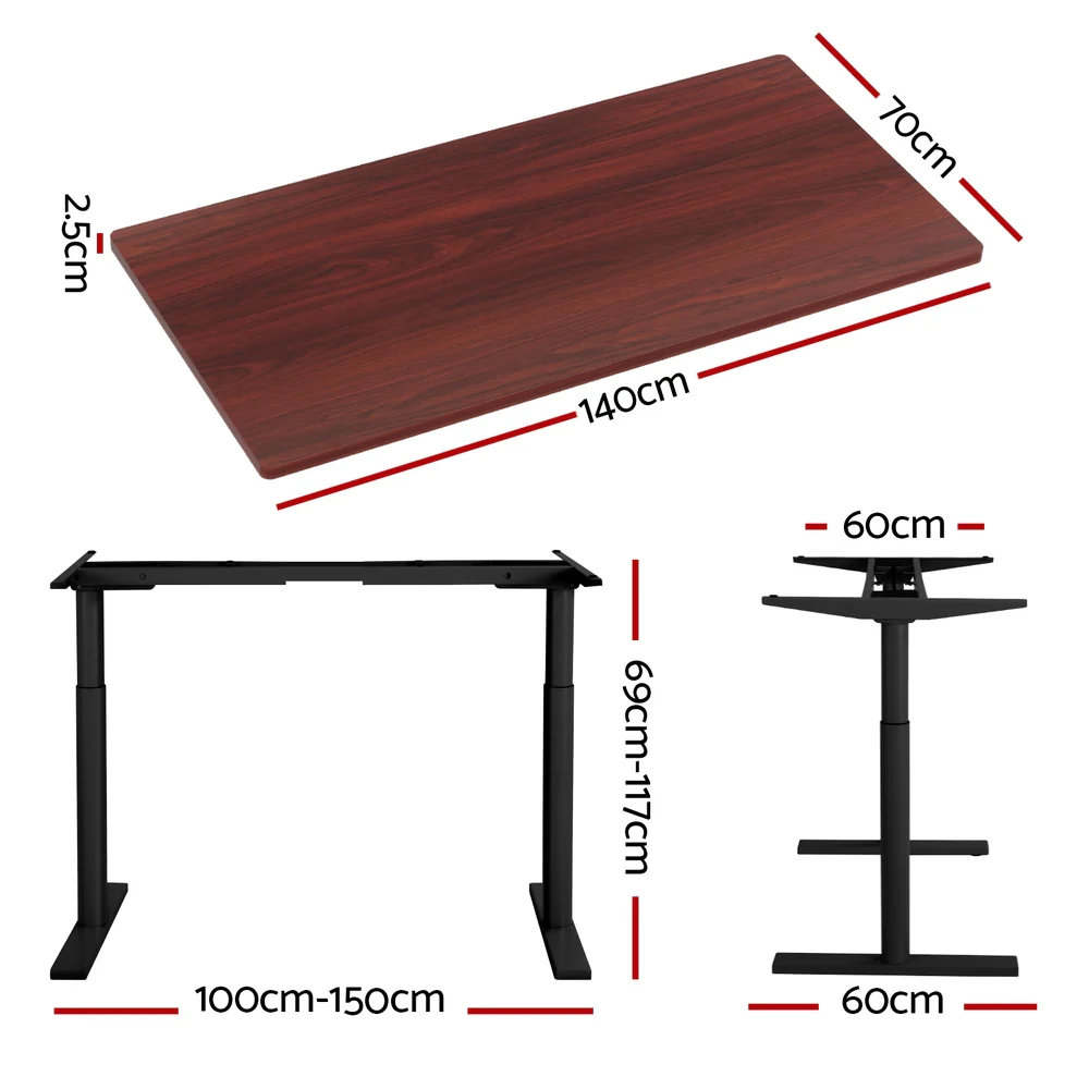 Standing Desk Motorised Electric Dual Motor Walnut 140CM - Image 2
