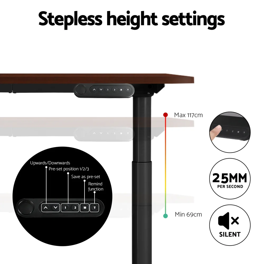 Standing Desk Motorised Electric Dual Motor Walnut 140CM - Image 5