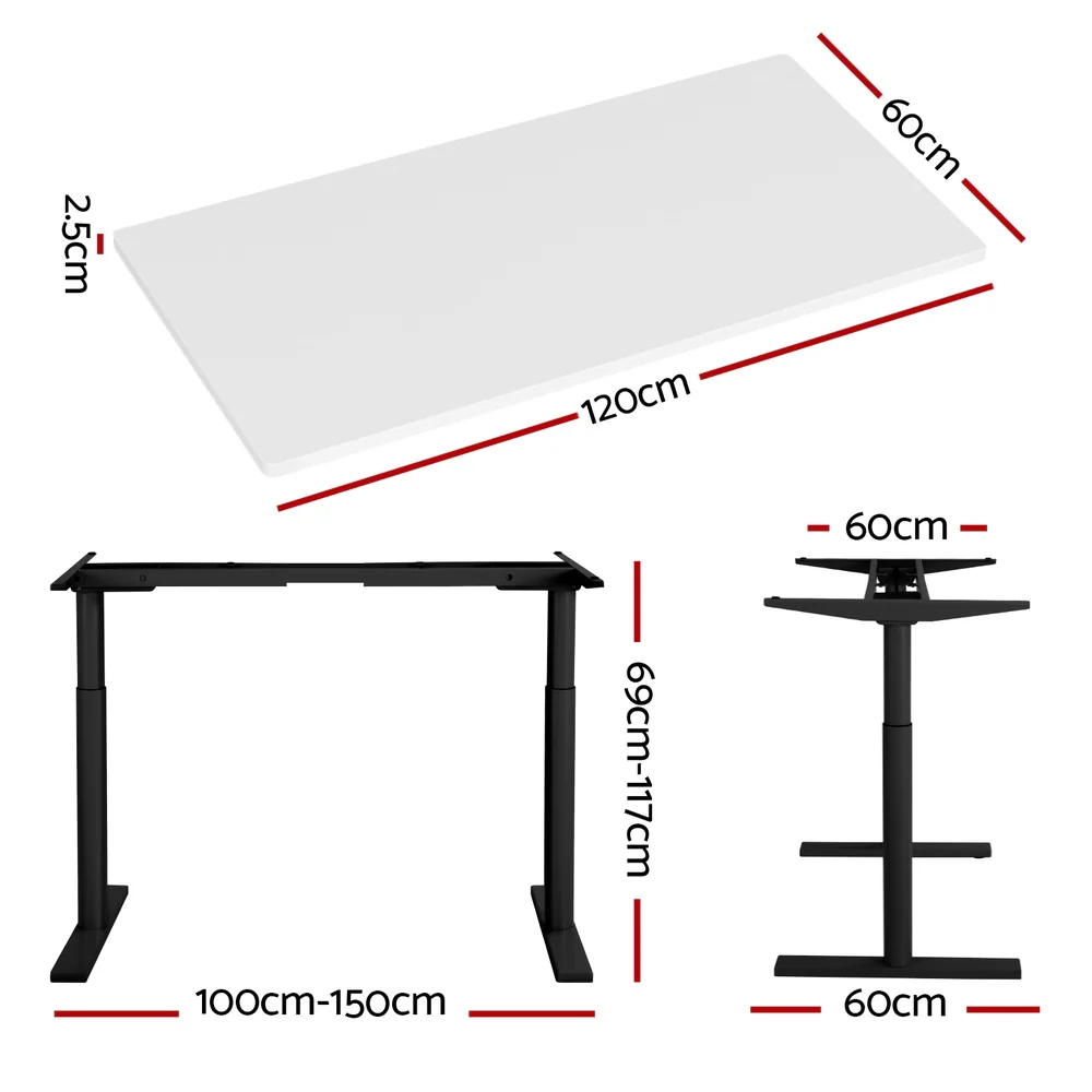 Standing Desk Motorised Electric Dual Motor White 120CM - Image 2