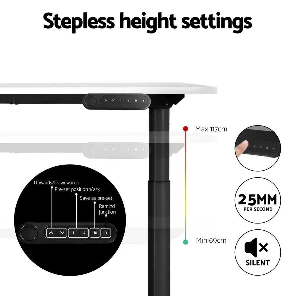 Standing Desk Motorised Electric Dual Motor White 120CM - Image 5