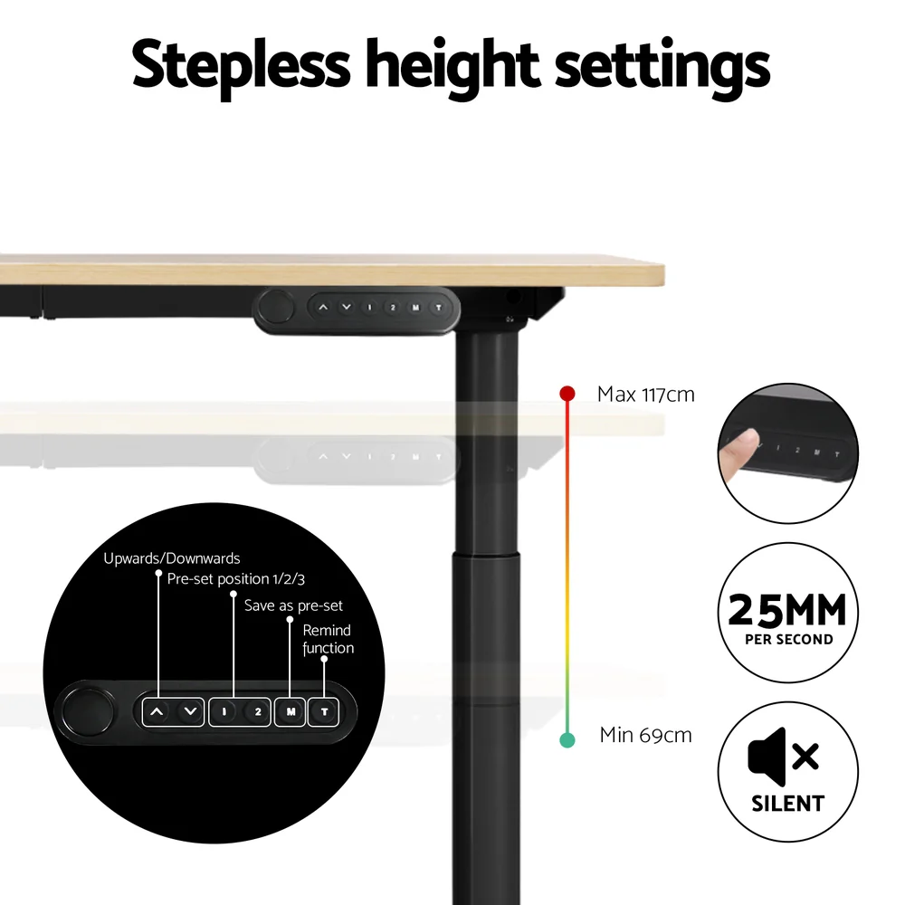 Standing Desk Motorised Electric Dual Motor White Oak 120CM - Image 5