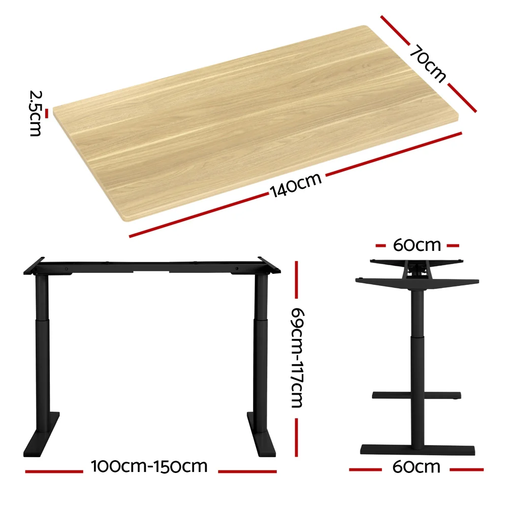 Standing Desk Motorised Electric Dual Motor White Oak 140CM - Image 2