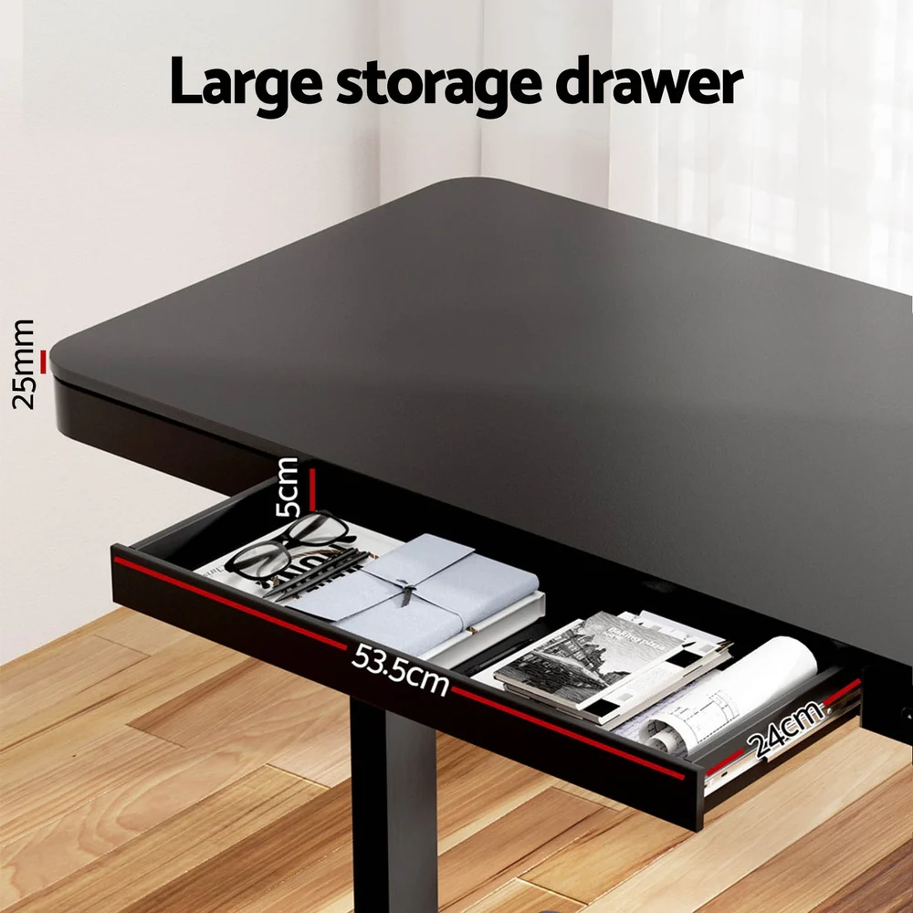 Standing Desk Motorised Electric Motor Drawer 120CM Black - Image 4