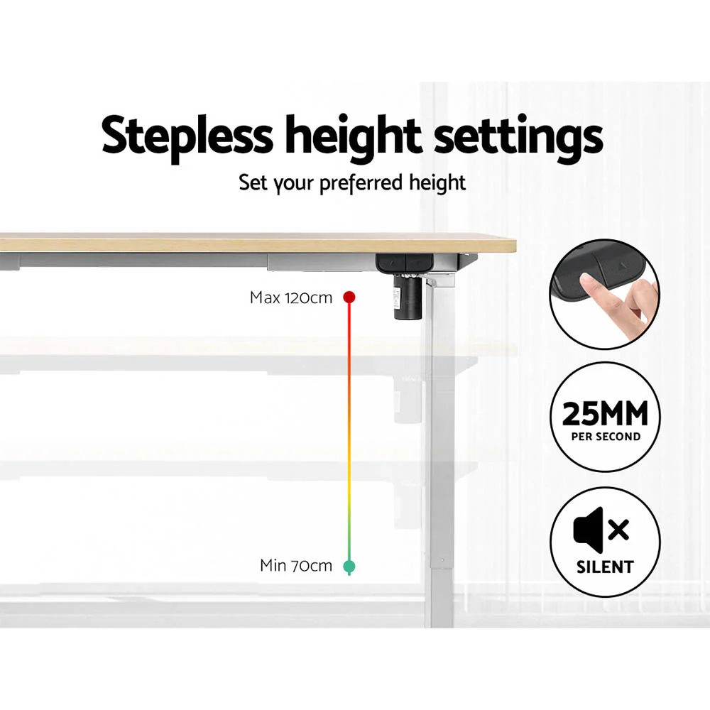 Standing Desk Motorised Sit Stand Desks White Oak 140CM - Image 4