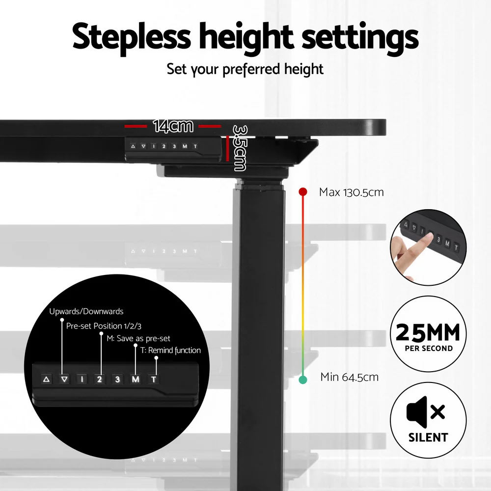 Standing Desks L-shape Motorised 160CM Black - Image 5