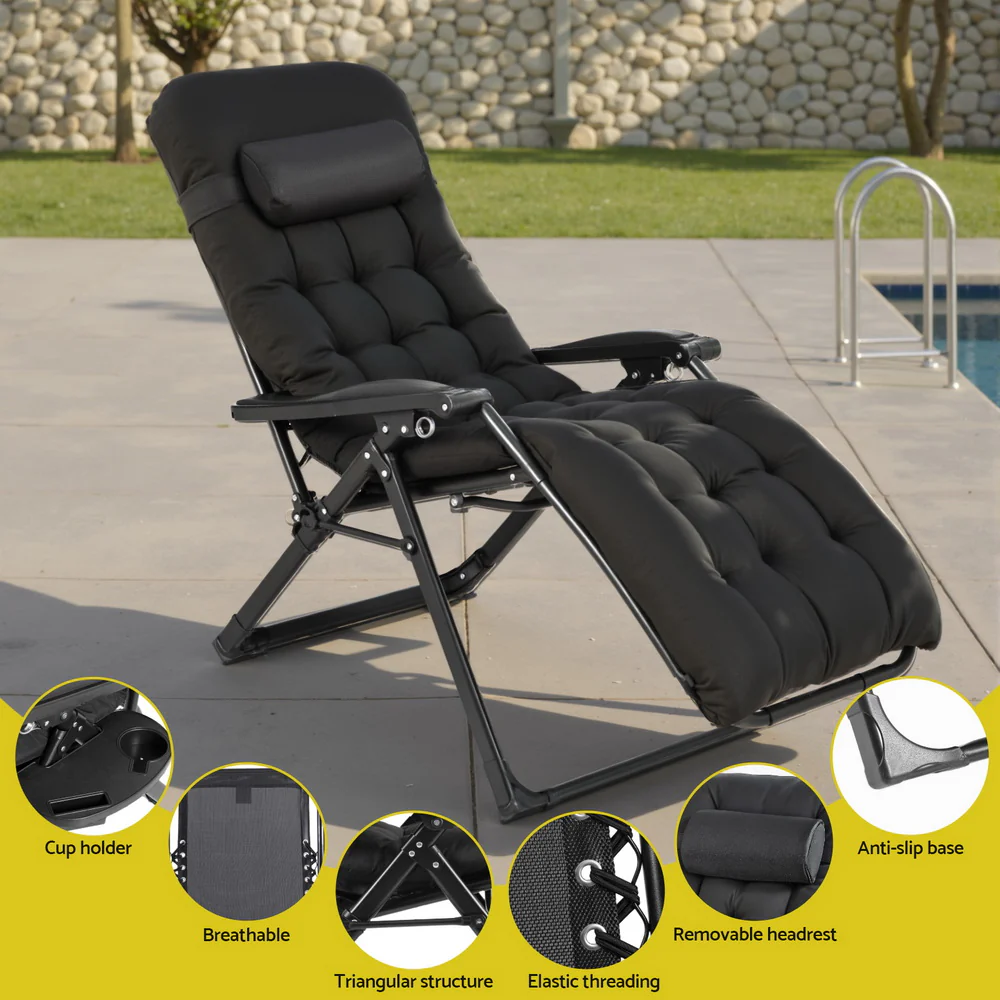 Sun Lounge Lounger Folding Camping Zero Gravity Chair Outdoor Furniture - Image 6