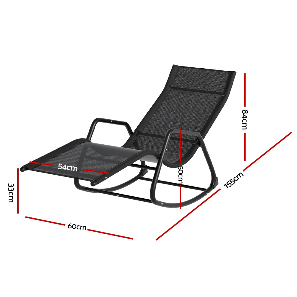 Sun Lounge Rocking Chair Outdoor Lounger Patio Furniture Pool Garden - Image 2