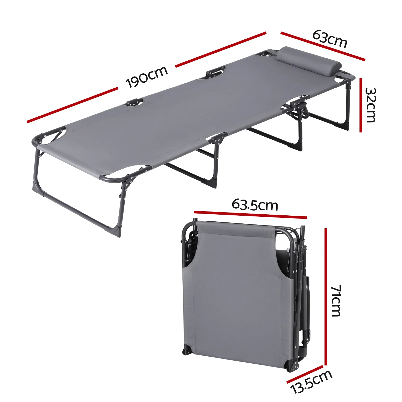 Sun Lounger Folding Lounge Beach Chair Patio Outdoor Furniture - Image 2
