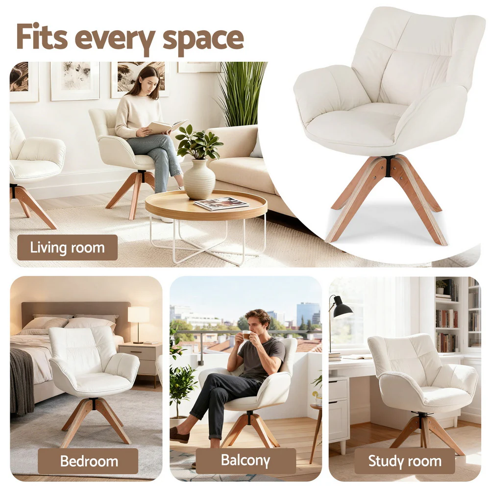 Swivel Chair Armchair Nursing Velvet White - Image 6