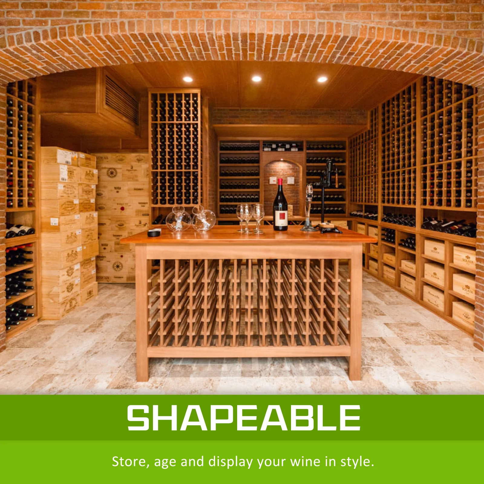 Timber Wine Rack Storage Cellar Organiser 42 Bottle - Image 2