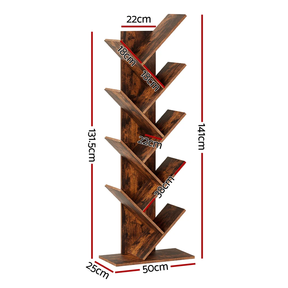 Tree Bookshelf 9 Tiers Walnut - Image 3