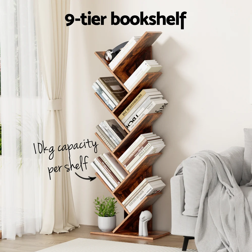 Tree Bookshelf 9 Tiers Walnut - Image 5