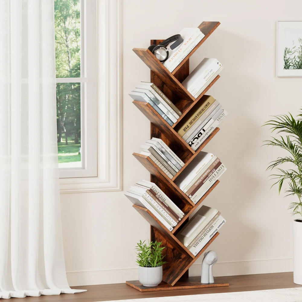 Tree Bookshelf 9 Tiers Walnut - Image 8