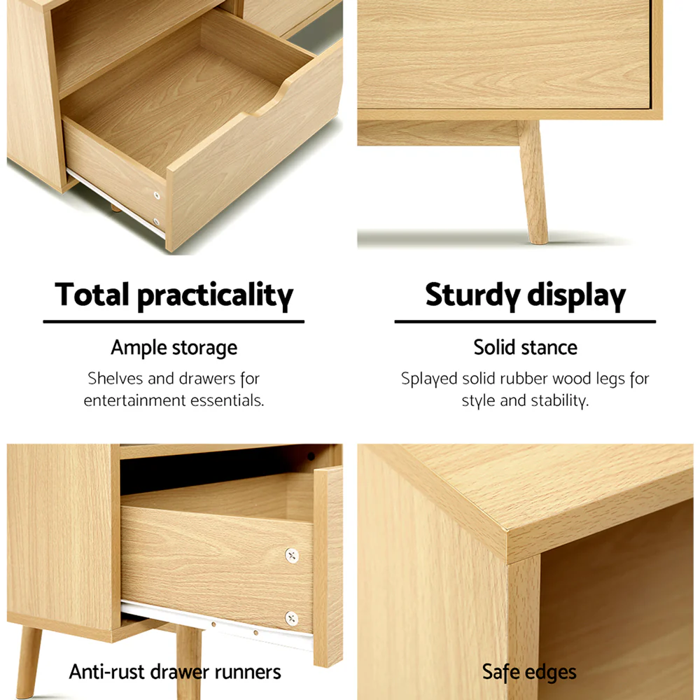 TV Cabinet Entertainment Unit 120cm Pine Ford - Image 7