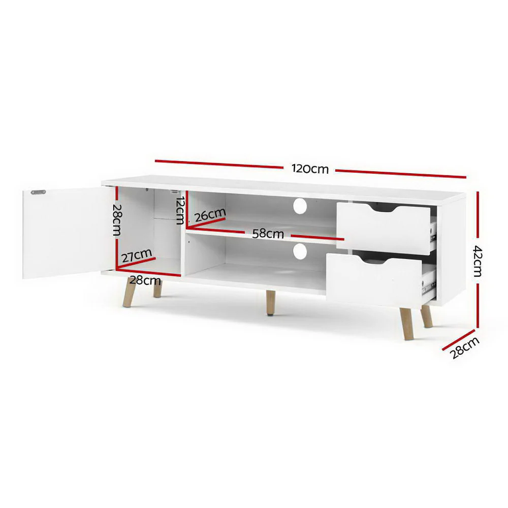 TV Cabinet Entertainment Unit 120cm White Larin - Image 3