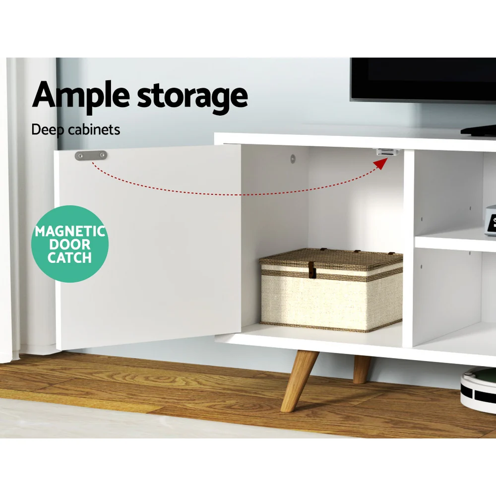 TV Cabinet Entertainment Unit 120cm White Larin - Image 5