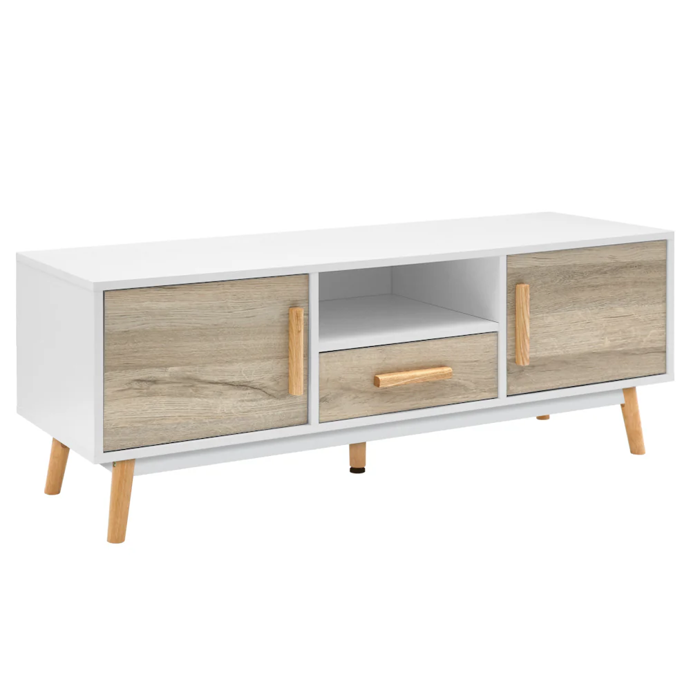 TV Cabinet Entertainment Unit 120cm Wood White Gino - Image 2