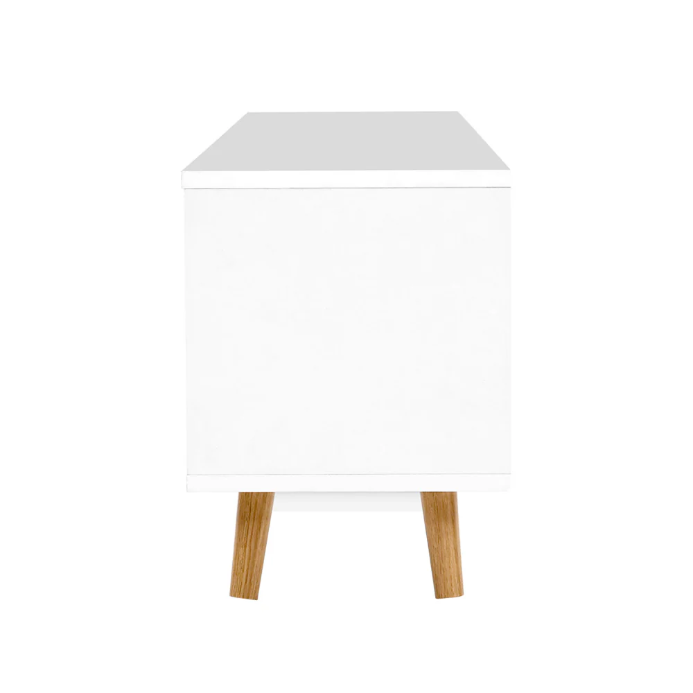 TV Cabinet Entertainment Unit 120cm Wood White Gino - Image 4