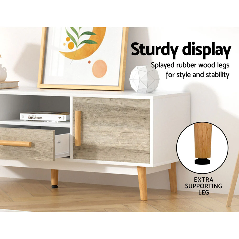 TV Cabinet Entertainment Unit 120cm Wood White Gino - Image 7