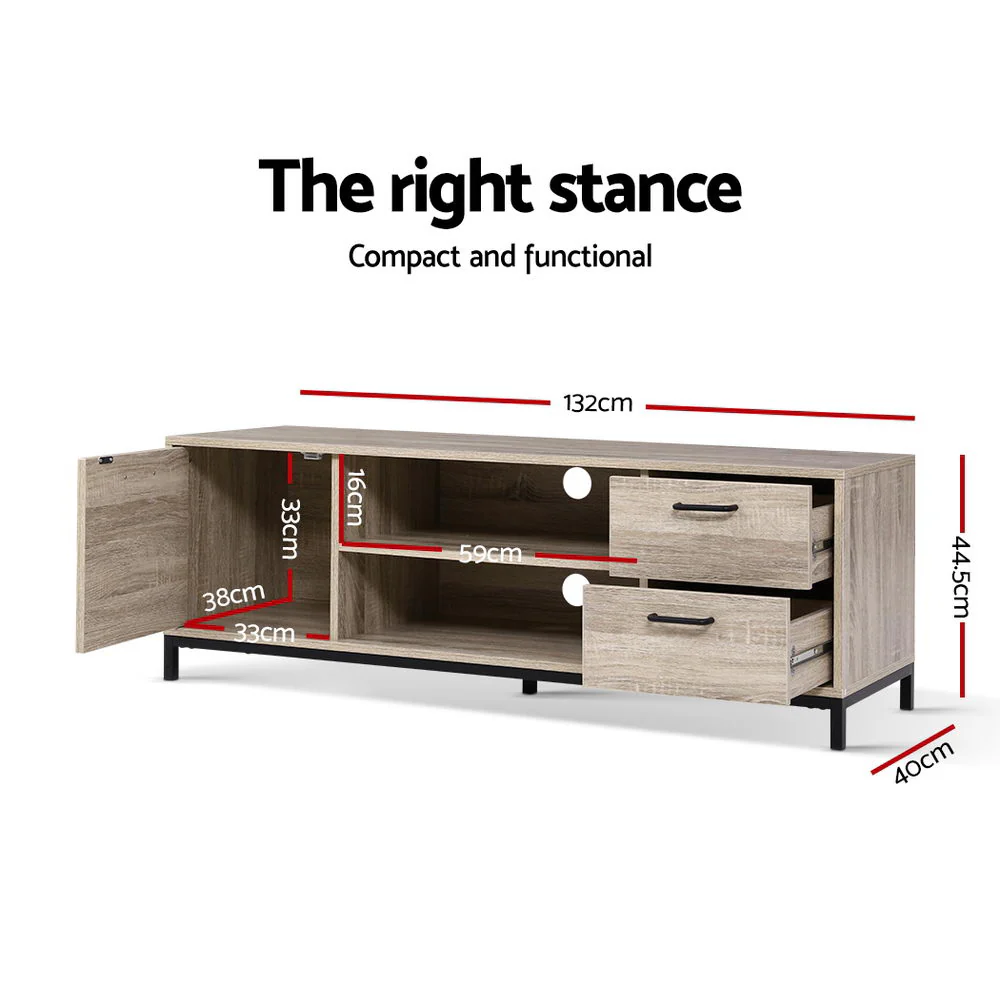 TV Cabinet Entertainment Unit 132cm Pine Tania - Image 3