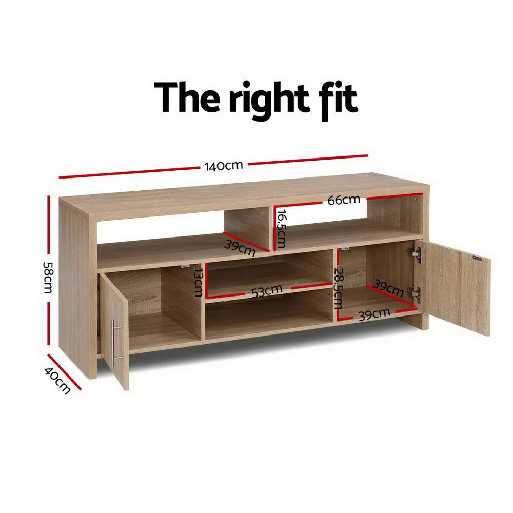 TV Cabinet Entertainment Unit 140cm Oak Ken - Image 3