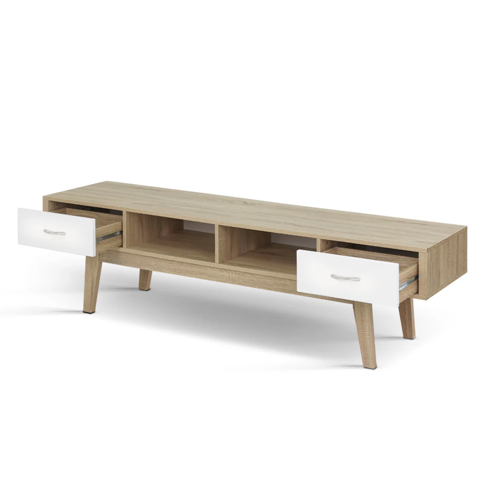 TV Cabinet Entertainment Unit 180cm Oak White Gary - Image 2