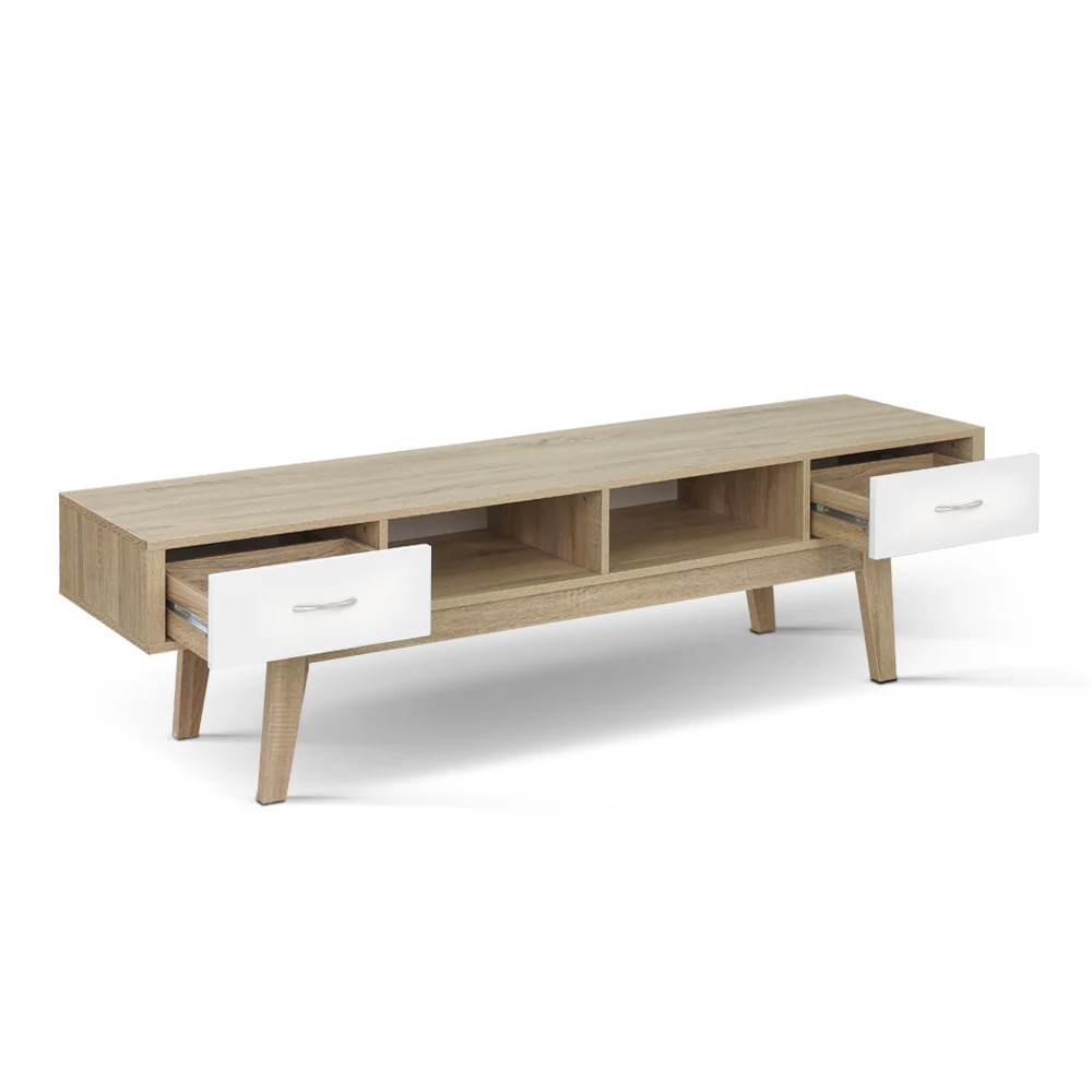 TV Cabinet Entertainment Unit 180cm Oak White Gary - Image 4