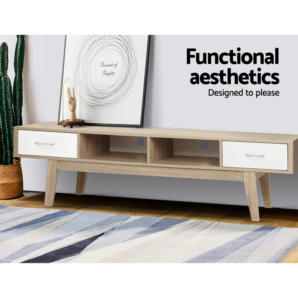 TV Cabinet Entertainment Unit 180cm Oak White Gary - Image 5