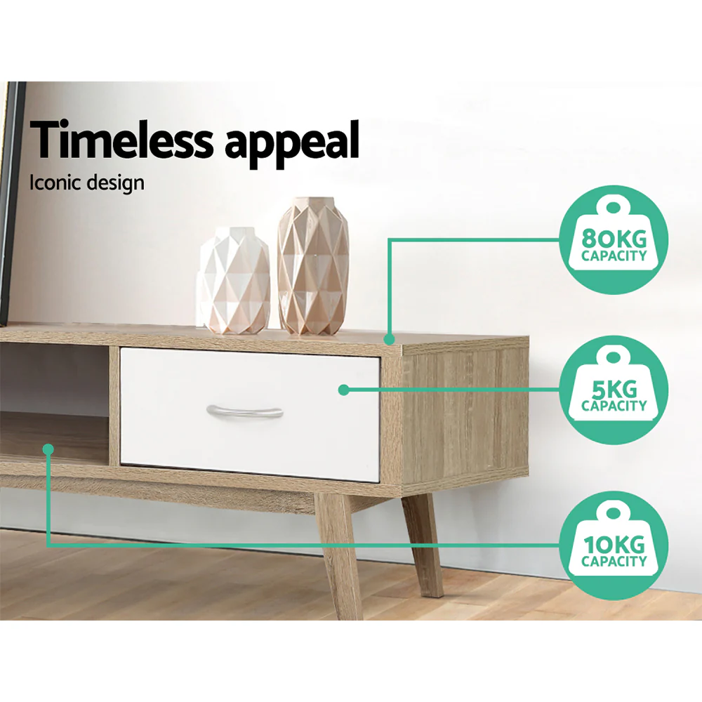 TV Cabinet Entertainment Unit 180cm Oak White Gary - Image 7