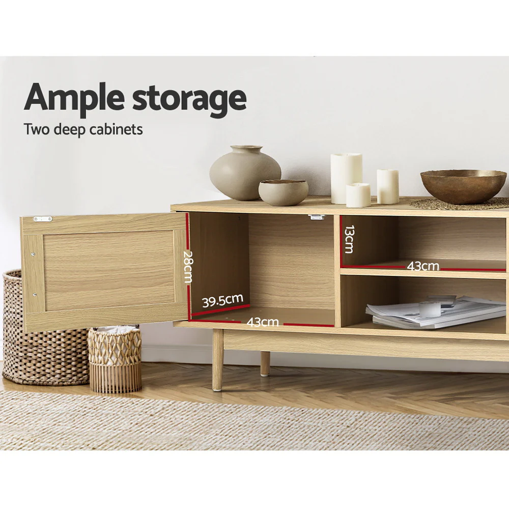 TV Cabinet Entertainment Unit 180cm Rattan Cole - Image 6