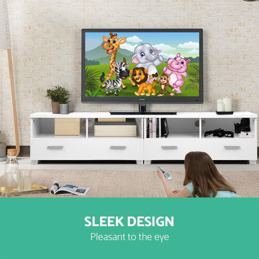 TV Cabinet Entertainment Unit 180cm White Eddie - Image 5