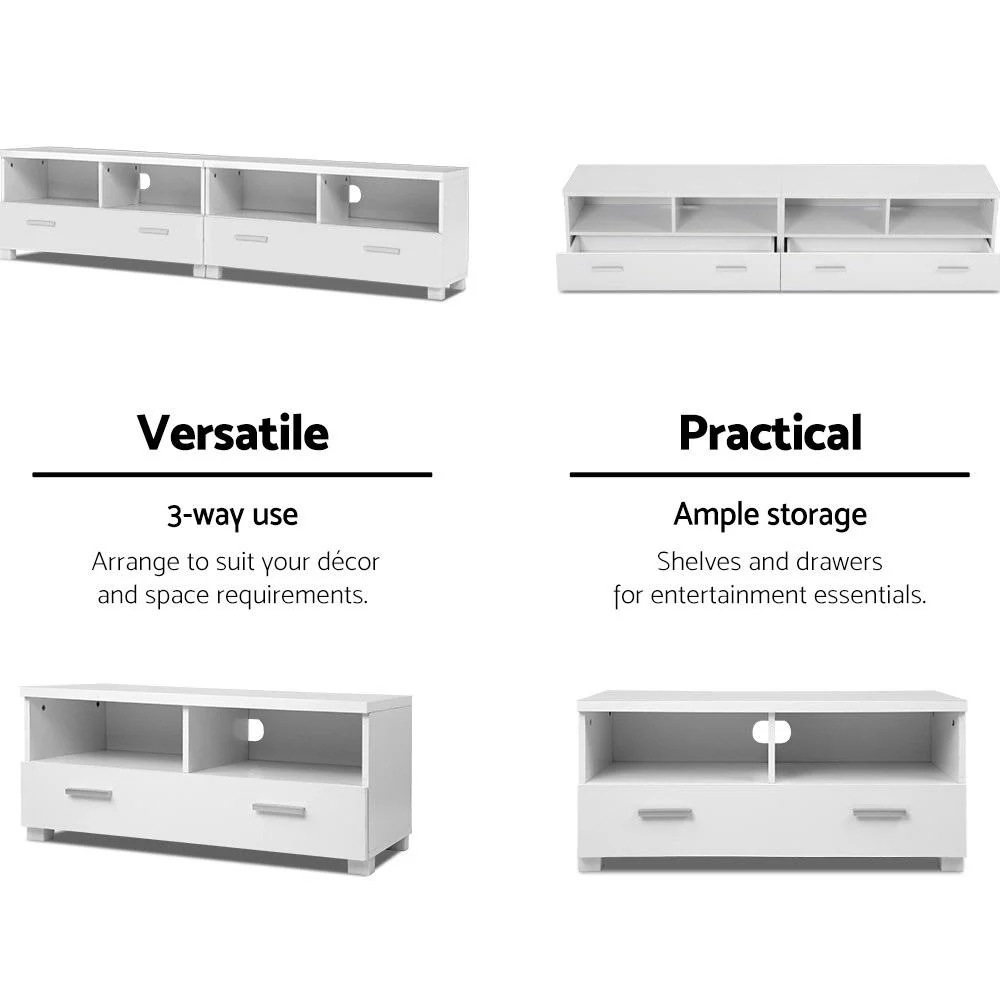 TV Cabinet Entertainment Unit 180cm White Eddie - Image 6