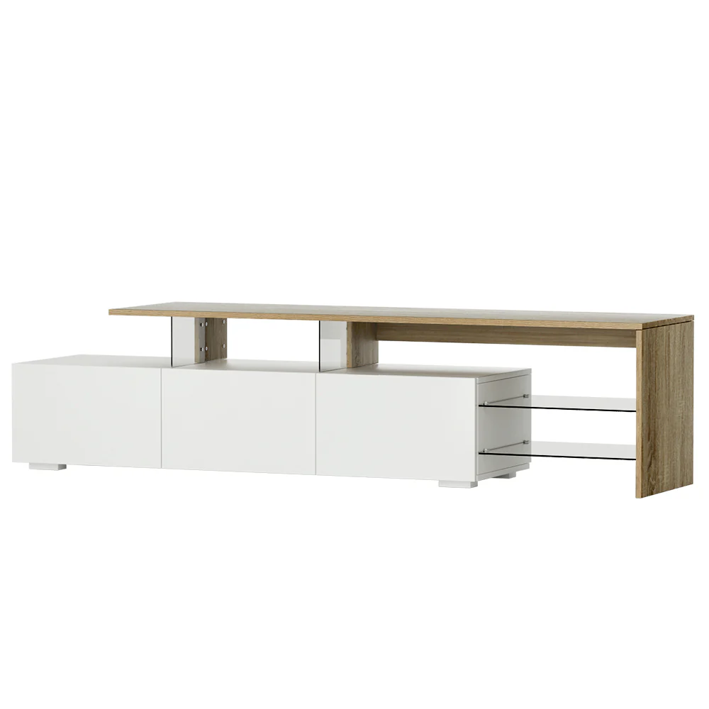 TV Cabinet Entertainment Unit 180cm Wood White James - Image 2