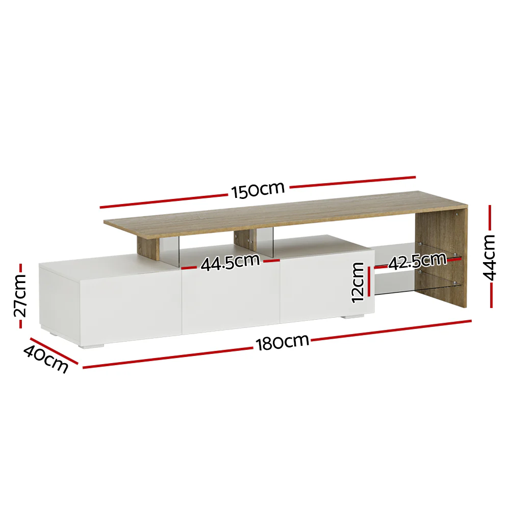 TV Cabinet Entertainment Unit 180cm Wood White James - Image 3