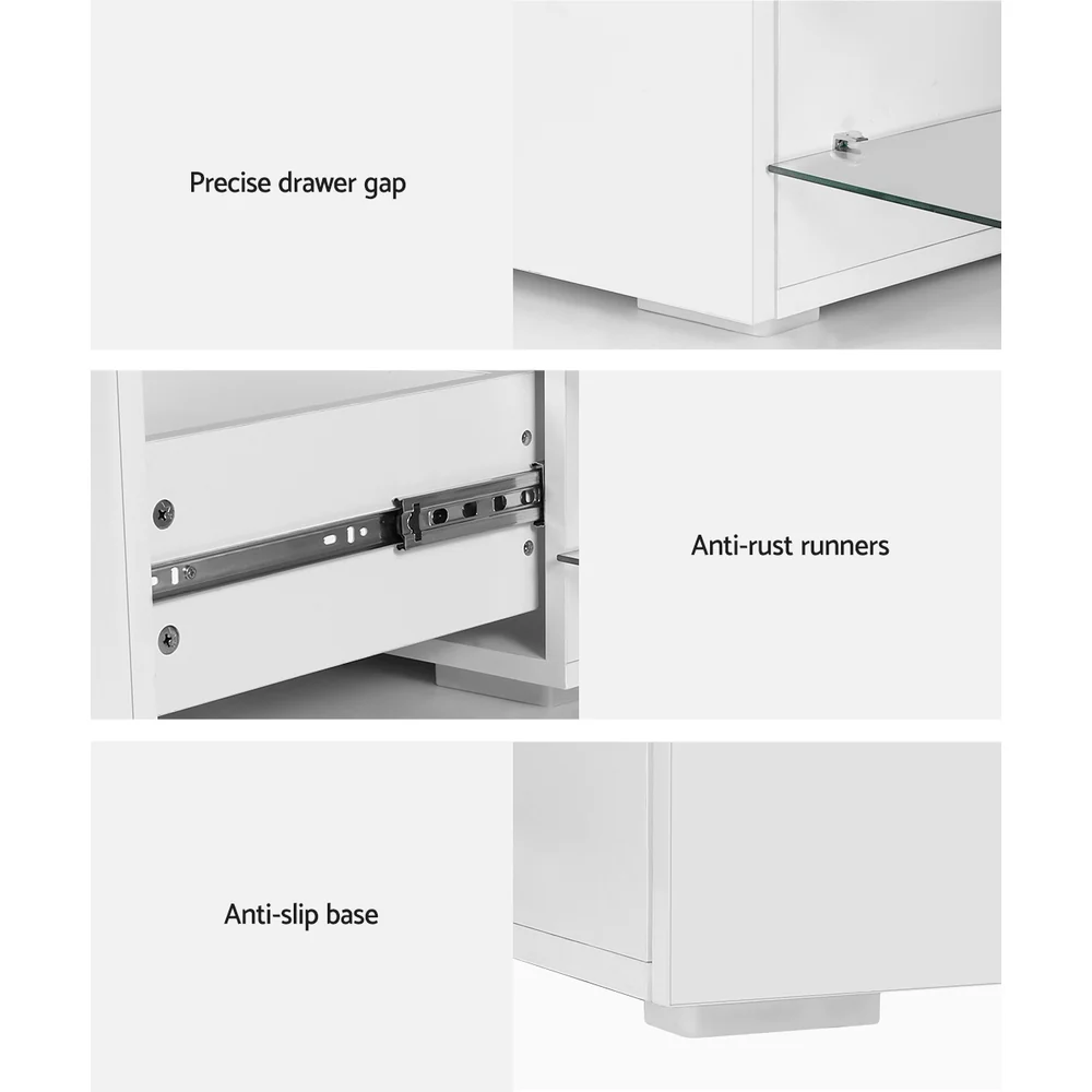 TV Cabinet Entertainment Unit 180cm Wood White James - Image 6