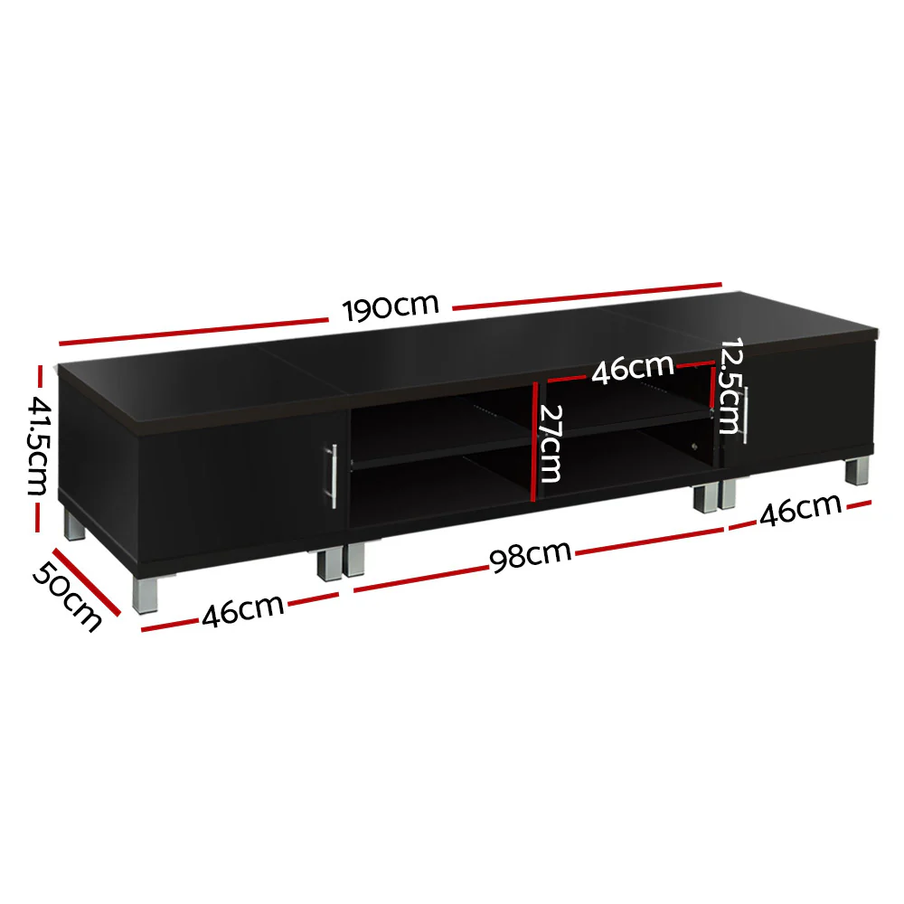 TV Cabinet Entertainment Unit 190cm Black Danson - Image 3