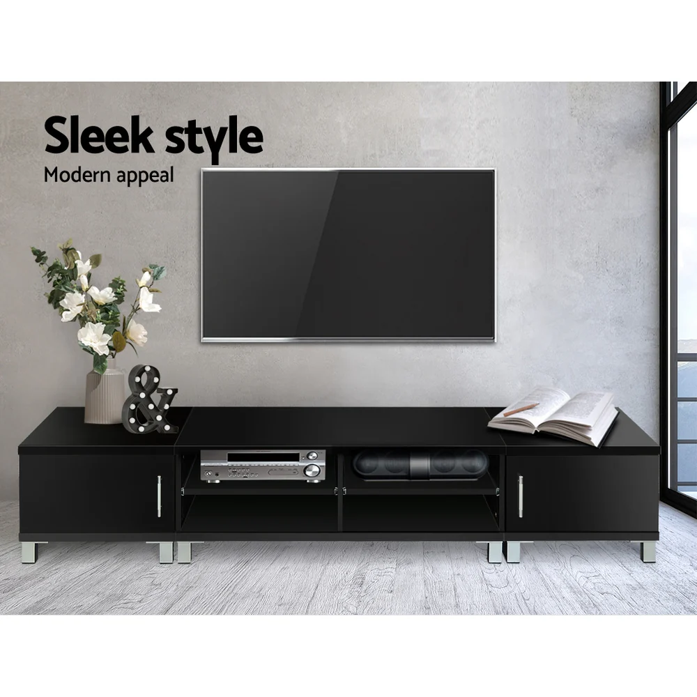 TV Cabinet Entertainment Unit 190cm Black Danson - Image 4