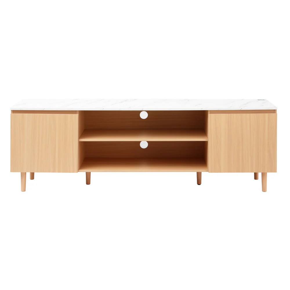 TV Cabinet Entertainment Unit Stand 180CM Pine White - Image 4