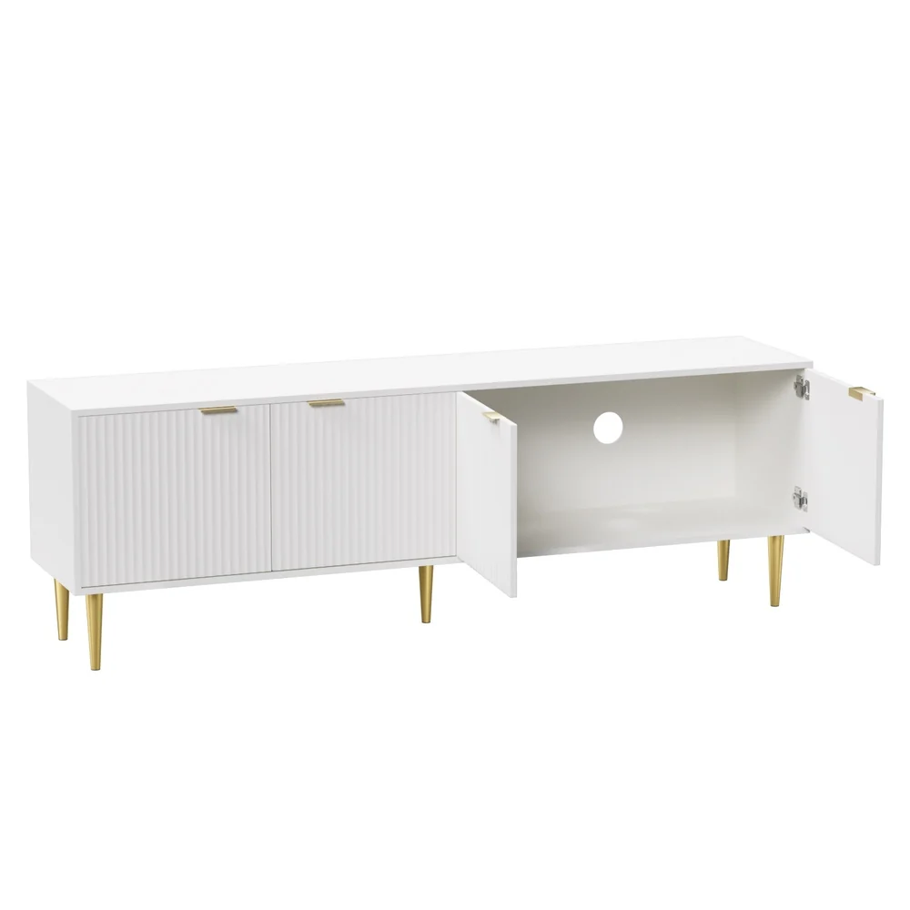 TV Cabinet Entertainment Unit Stand Storage 180CM White - Image 4