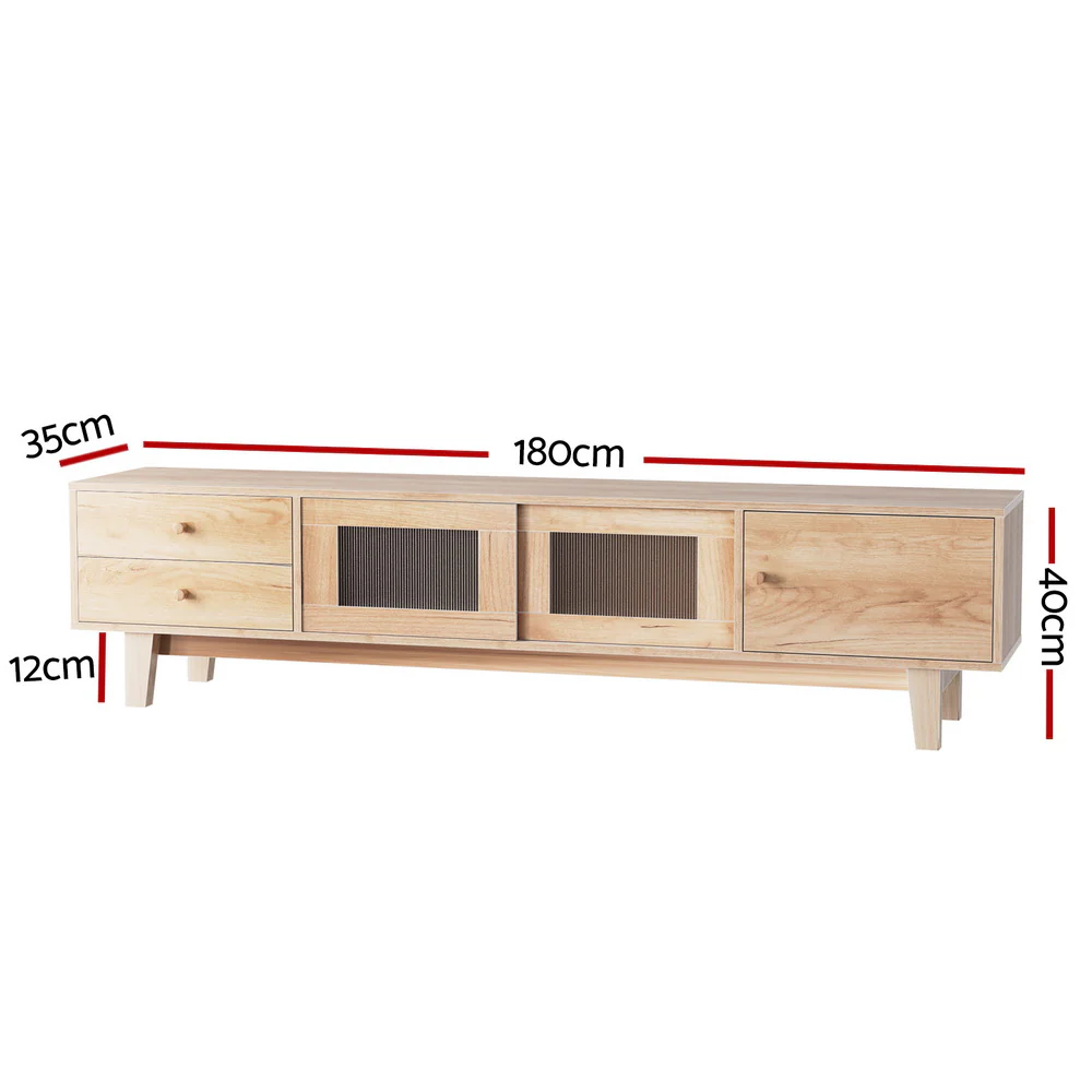 TV Cabinet Entertainment Unit Stand Storage Drawer 180CM - Image 3