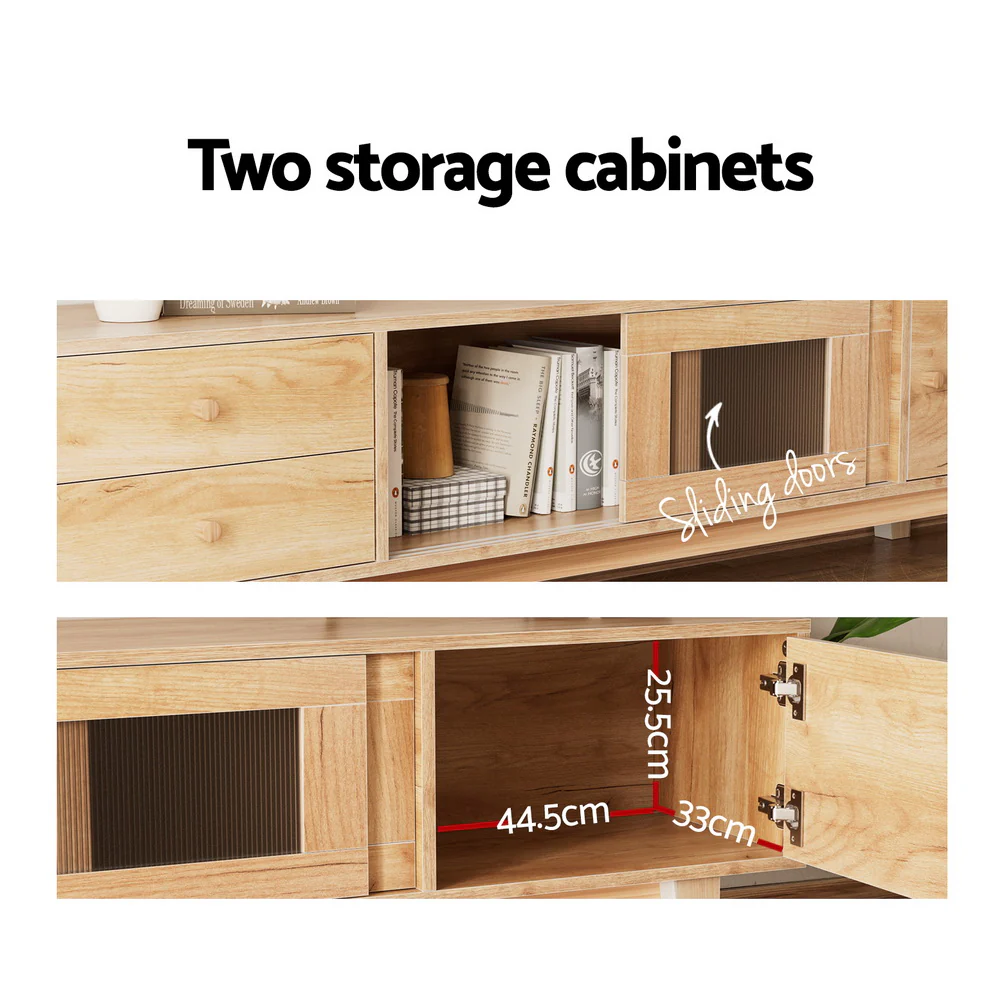 TV Cabinet Entertainment Unit Stand Storage Drawer 180CM - Image 5