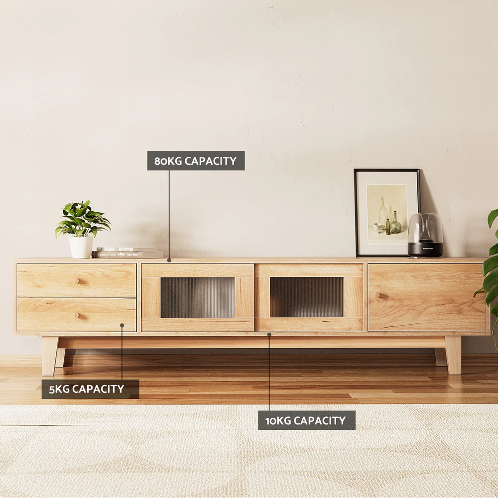 TV Cabinet Entertainment Unit Stand Storage Drawer 180CM - Image 7