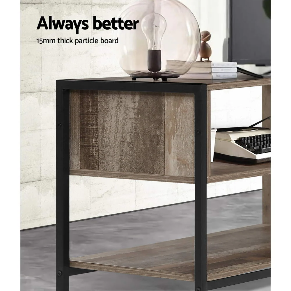 TV Cabinet Entertainment Unit Stand Storage Wood Industrial Rustic 124cm - Image 5