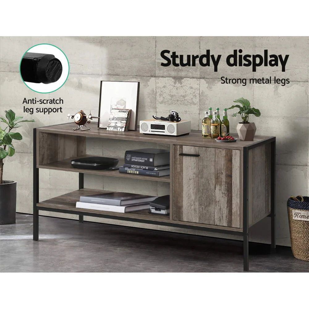 TV Cabinet Entertainment Unit Stand Storage Wood Industrial Rustic 124cm - Image 7