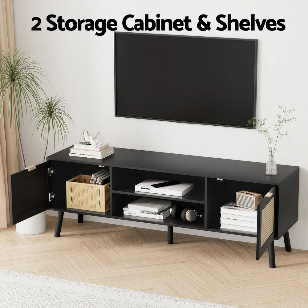 TV Unit 150cm Storage Cabinet Black - Image 6