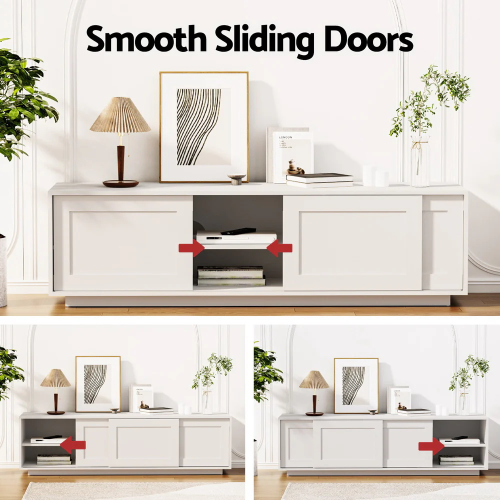 TV Unit Entertainment Unit Storage Cabinet 160cm White - Image 5