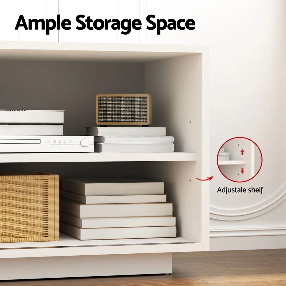 TV Unit Entertainment Unit Storage Cabinet 160cm White - Image 6