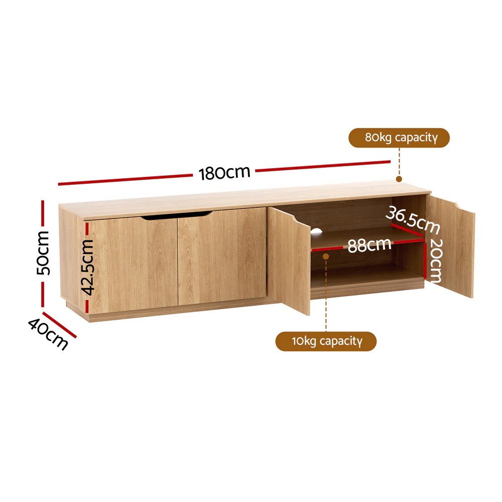 TV Unit Entertainment Unit Storage Cabinet 180cm Pine - Image 3