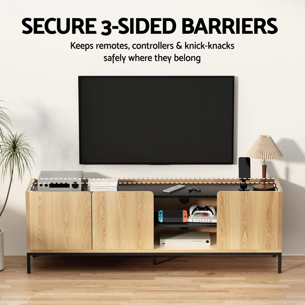 TV Unit Entertainment Unit Storage Cabinet Shelf 160cm Pine - Image 6