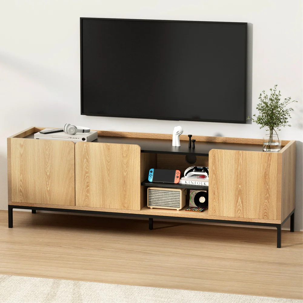 TV Unit Entertainment Unit Storage Cabinet Shelf 160cm Pine - Image 8